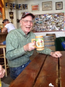 Romy Hildebrandt enjoying a cold one at the Republic Brewing Company on Clark Avenue